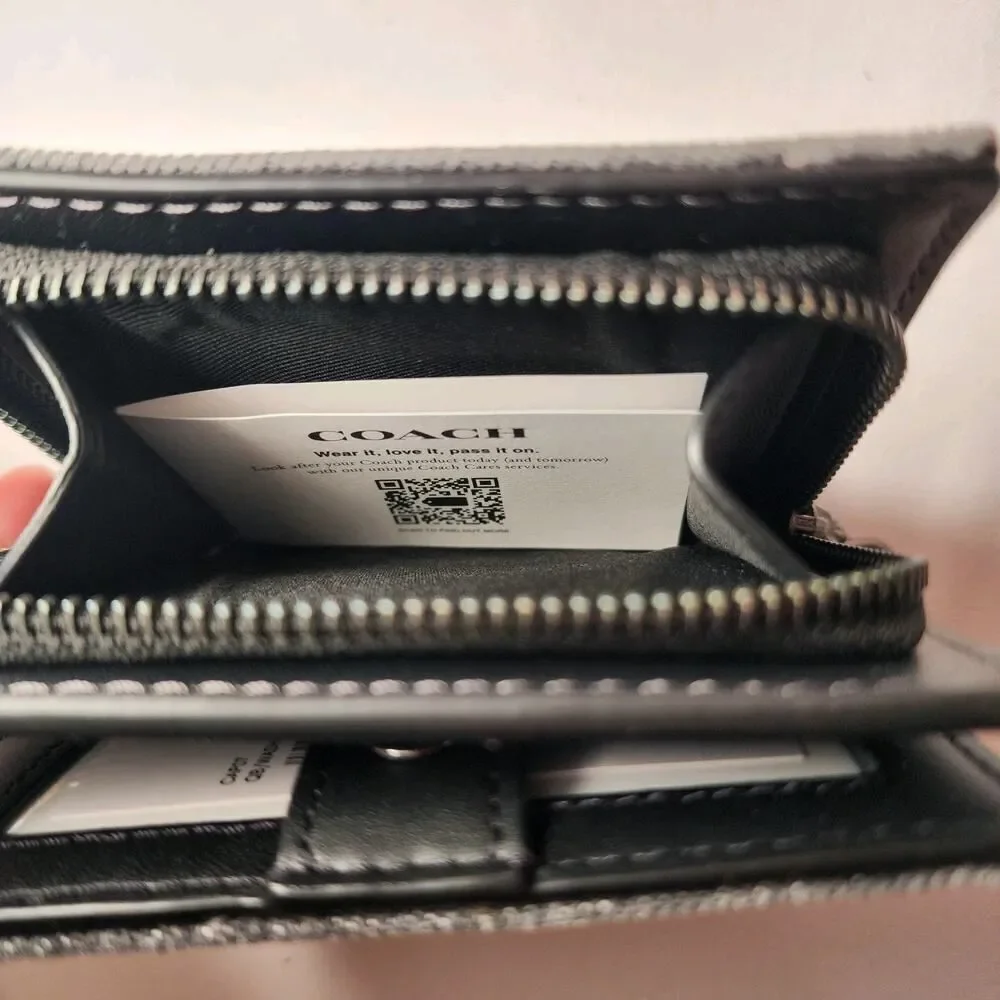 NWT Coach CAP07 Washed Grey Denim Snap Wallet